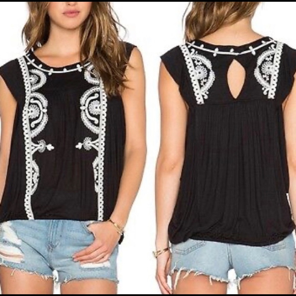 Free People embroidered top w/ gathered bottom